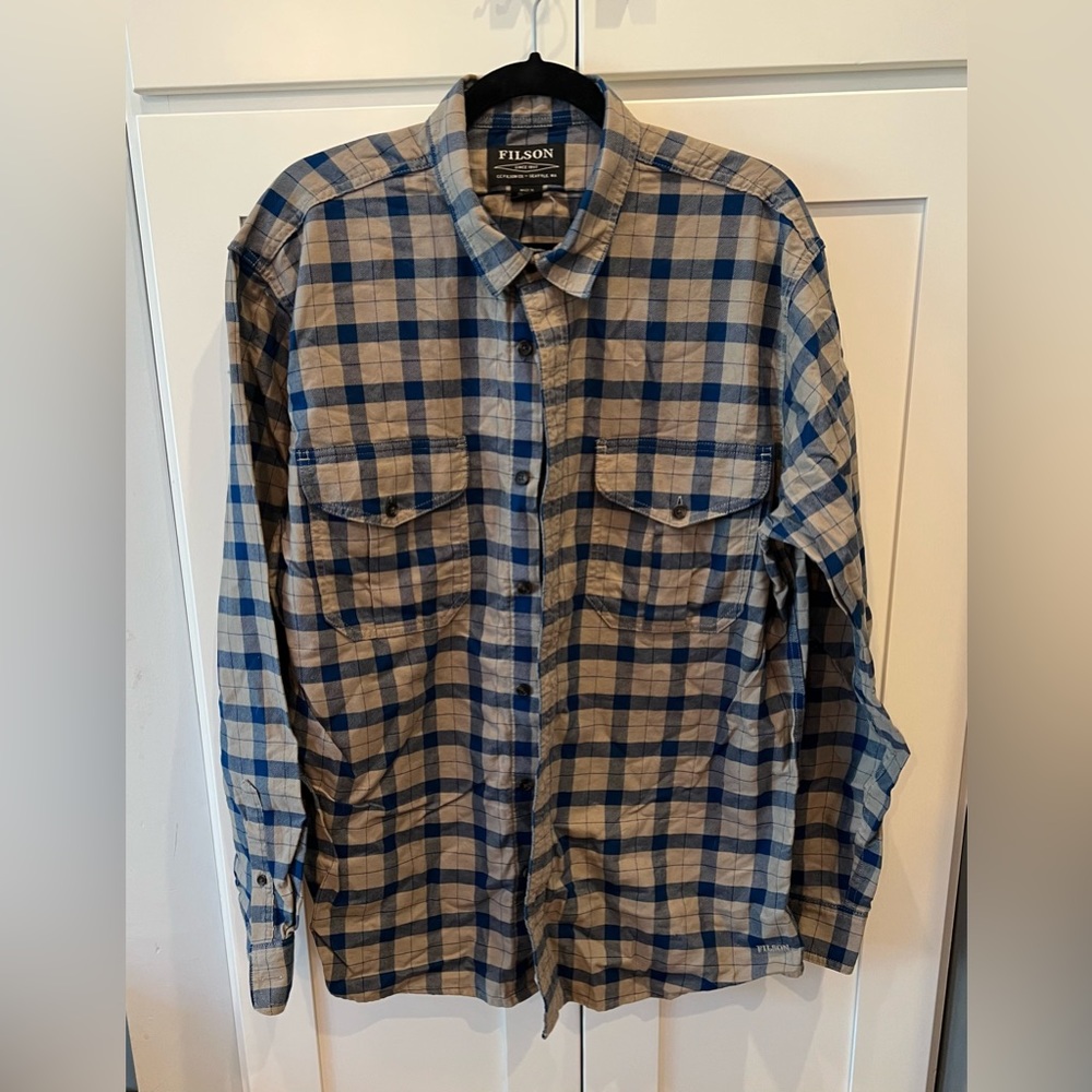 Filson LIGHTWEIGHT ALASKAN GUIDE SHIRT - Stone/Cobalt - Size L